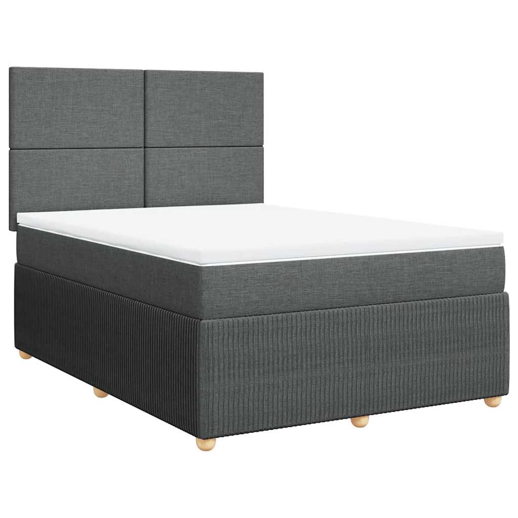 vidaXL Κρεβάτι Boxspring με Στρώμα Σκούρο Γκρι 140x190 εκ. Υφασμάτινο