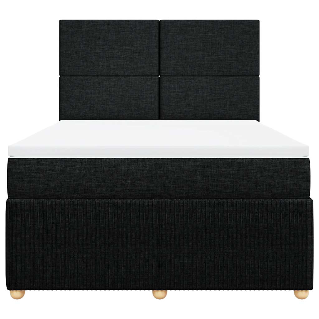 vidaXL Κρεβάτι Boxspring με Στρώμα Μαύρο 140x190 εκ. Υφασμάτινο