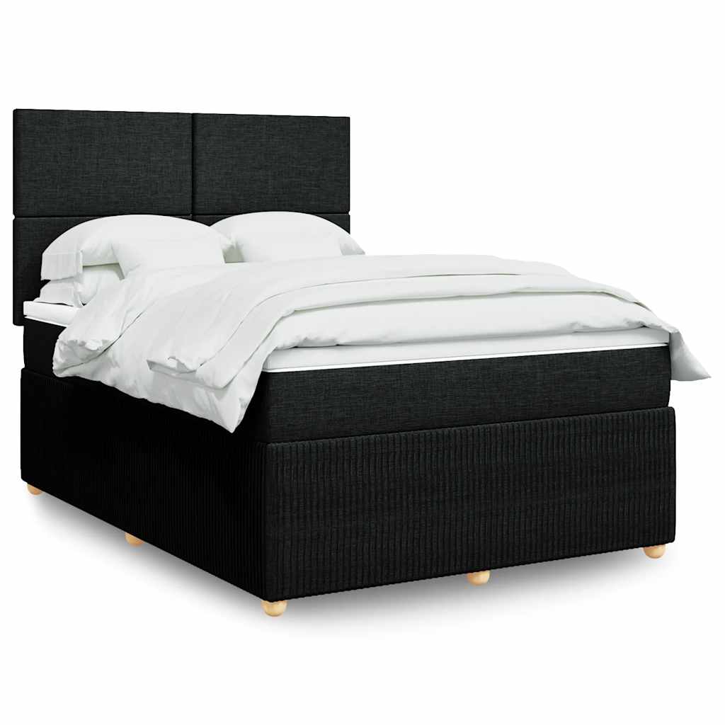 vidaXL Κρεβάτι Boxspring με Στρώμα Μαύρο 140x190 εκ. Υφασμάτινο