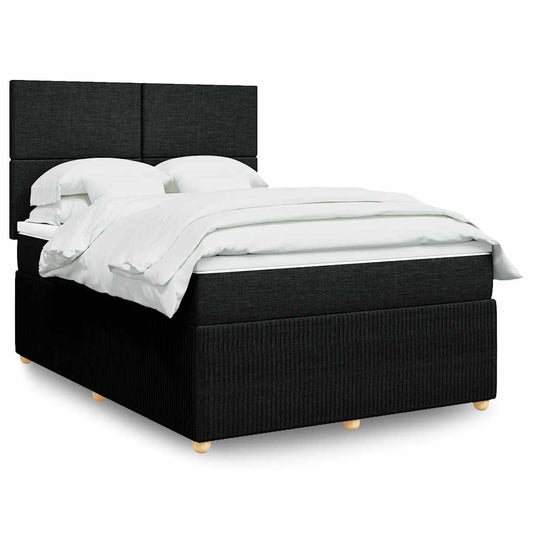 vidaXL Κρεβάτι Boxspring με Στρώμα Μαύρο 140x190 εκ. Υφασμάτινο