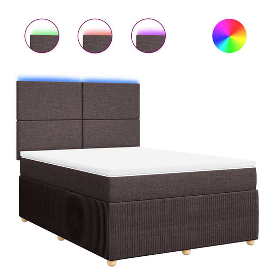 vidaXL Κρεβάτι Boxspring με Στρώμα Σκούρο Καφέ 140x190 εκ. Υφασμάτινο
