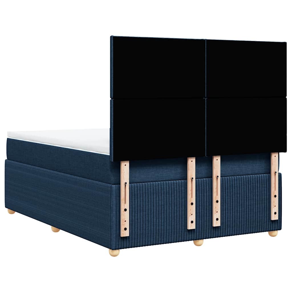 vidaXL Κρεβάτι Boxspring με Στρώμα Μπλε 140x190 εκ. Υφασμάτινο