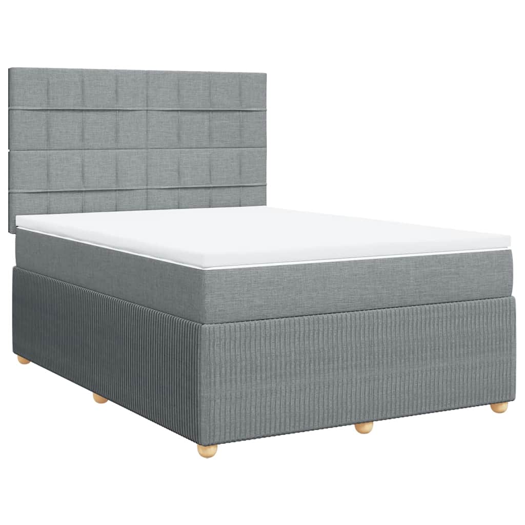 vidaXL Κρεβάτι Boxspring με Στρώμα Ανοιχτό Γκρι 140x190 εκ. Υφασμάτινο