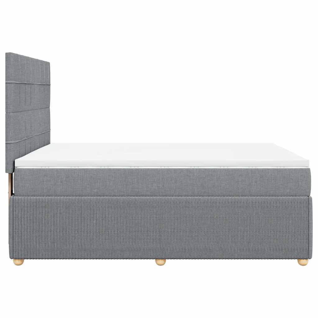 vidaXL Κρεβάτι Boxspring με Στρώμα Ανοιχτό Γκρι 140x190 εκ. Υφασμάτινο
