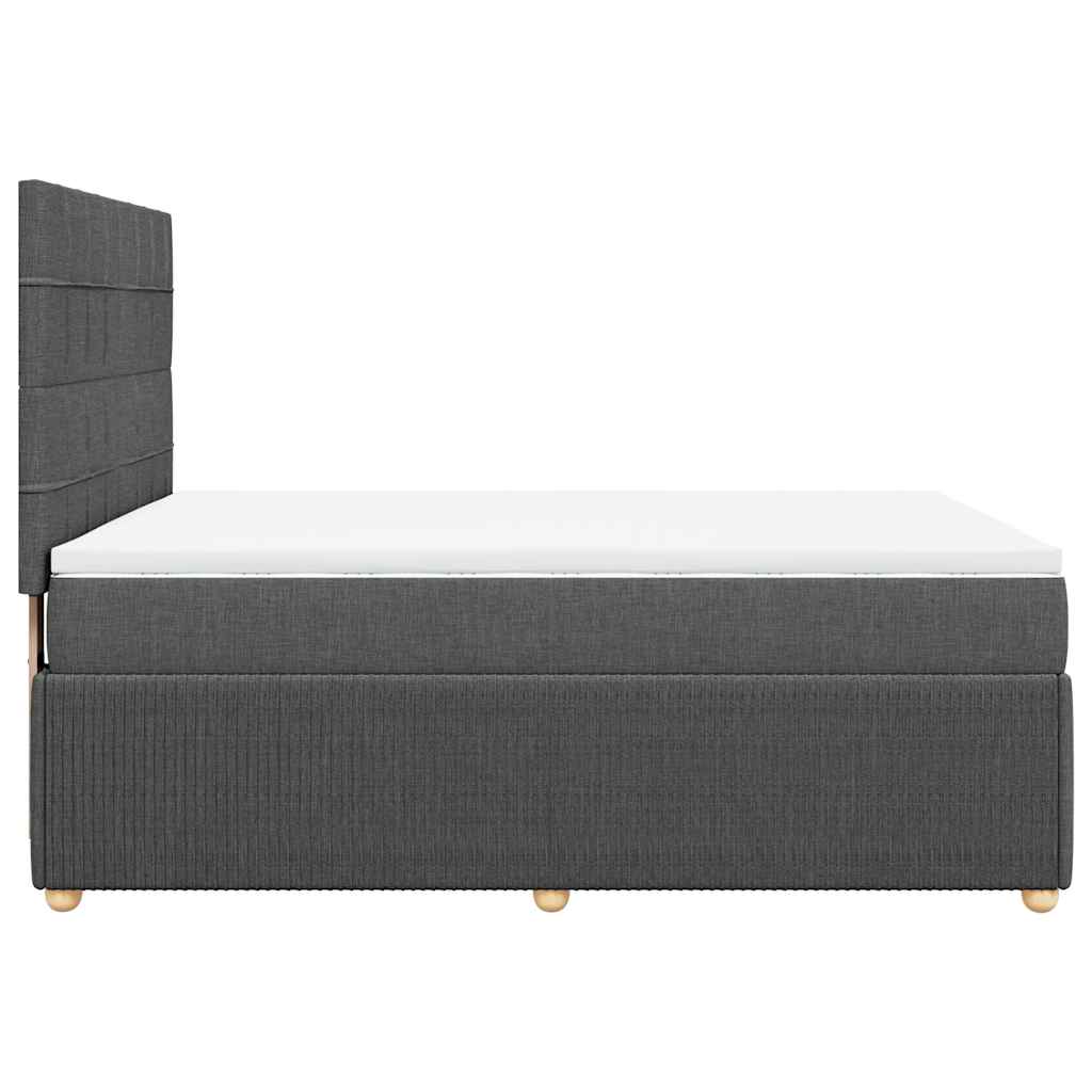 vidaXL Κρεβάτι Boxspring με Στρώμα Σκούρο Γκρι 140x190 εκ. Υφασμάτινο