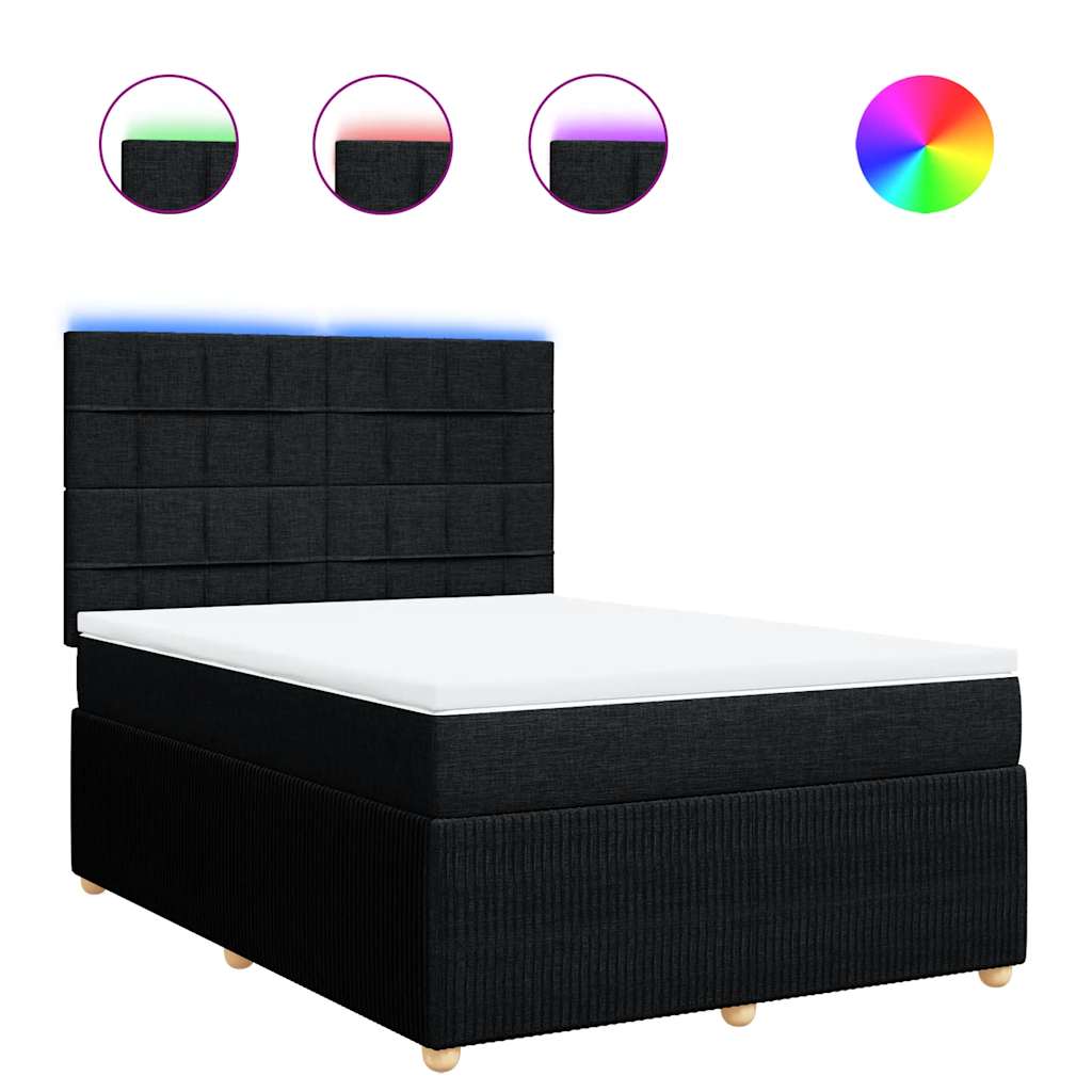 vidaXL Κρεβάτι Boxspring με Στρώμα Μαύρο 140x190 εκ. Υφασμάτινο