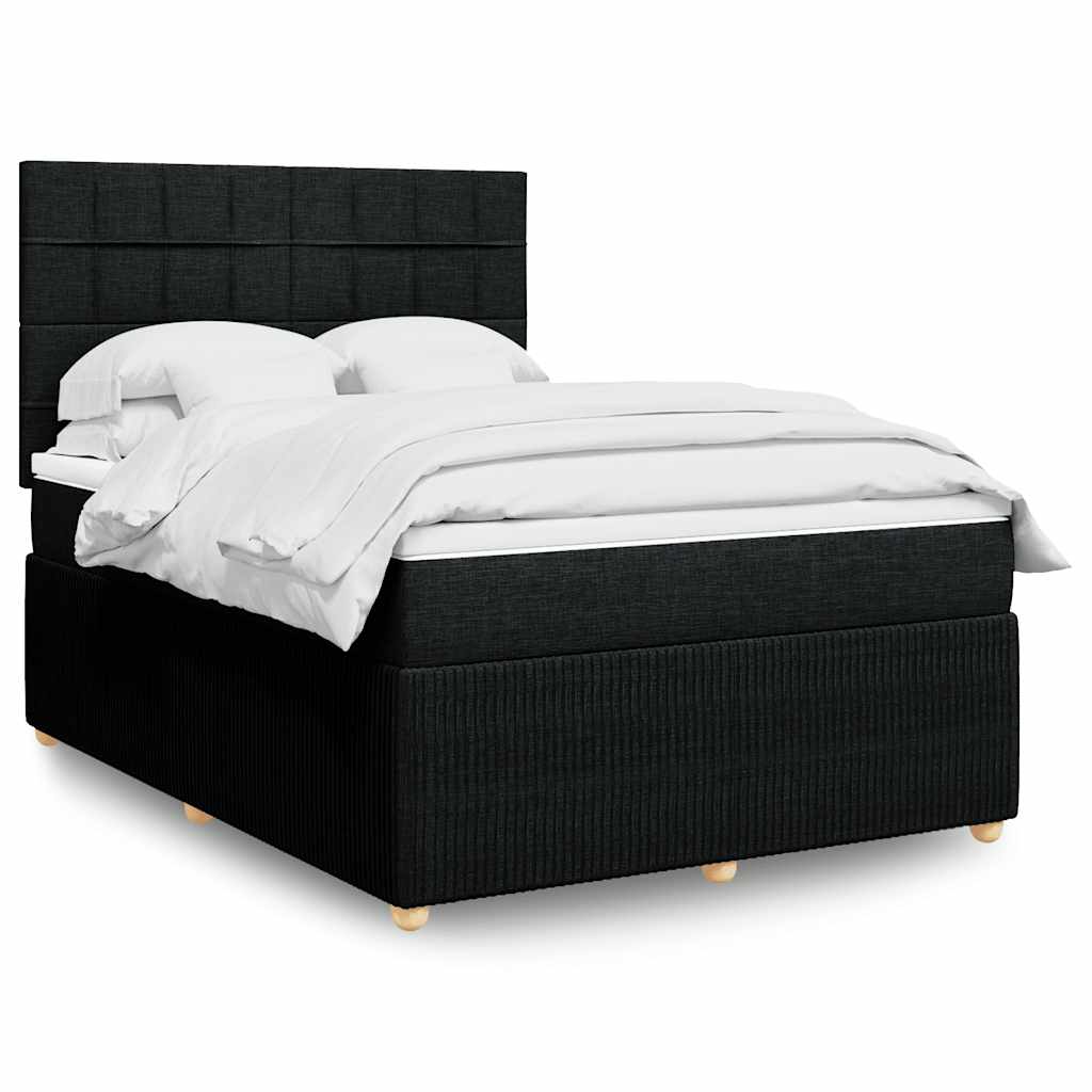 vidaXL Κρεβάτι Boxspring με Στρώμα Μαύρο 140x190 εκ. Υφασμάτινο