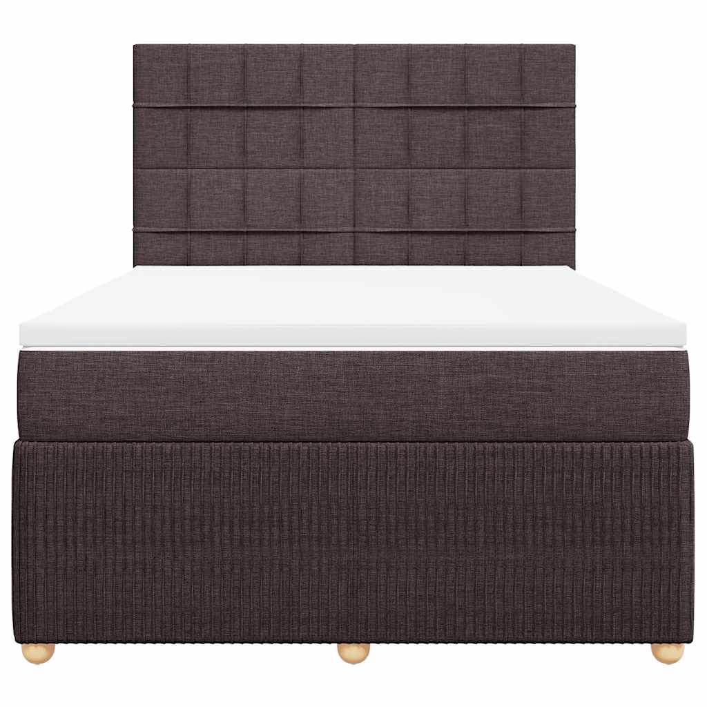 vidaXL Κρεβάτι Boxspring με Στρώμα Σκούρο Καφέ 140x190 εκ. Υφασμάτινο