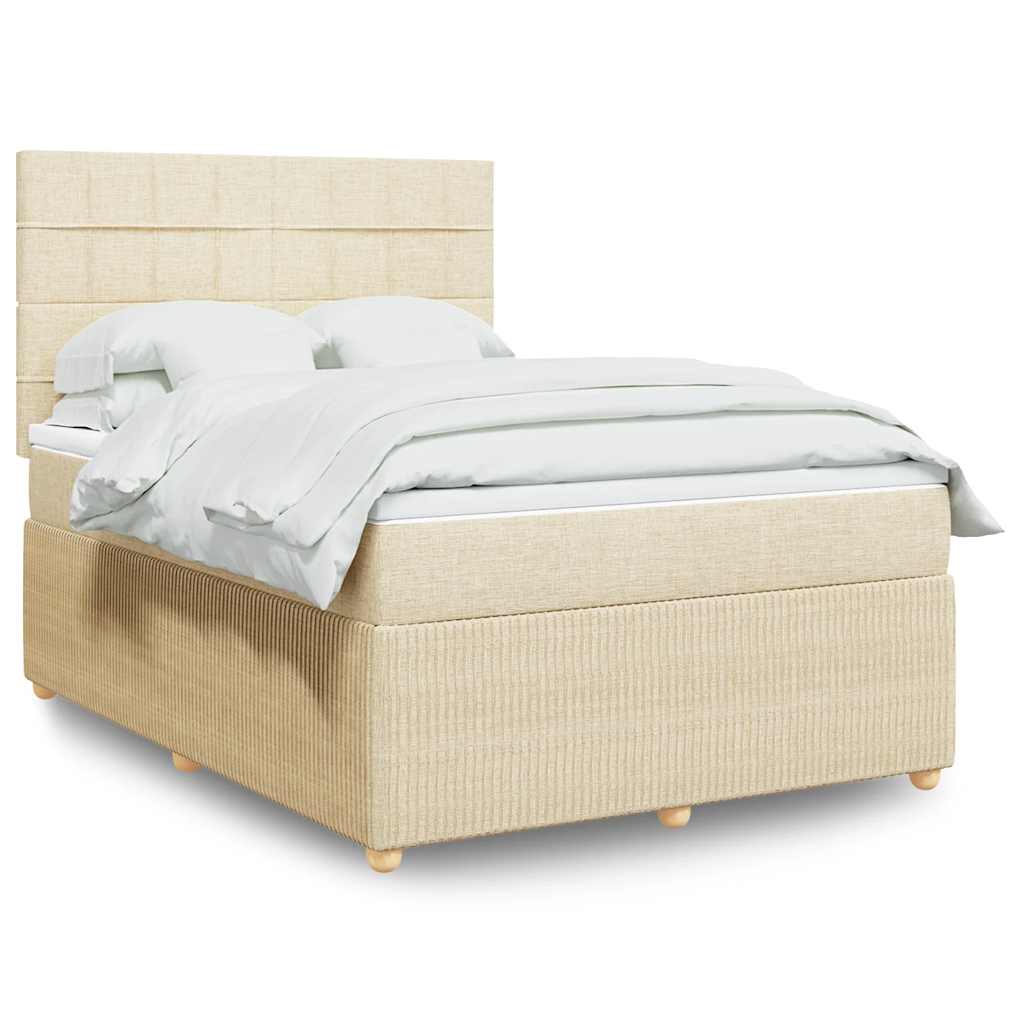 vidaXL Κρεβάτι Boxspring με Στρώμα Κρεμ 140x190 εκ. Υφασμάτινο