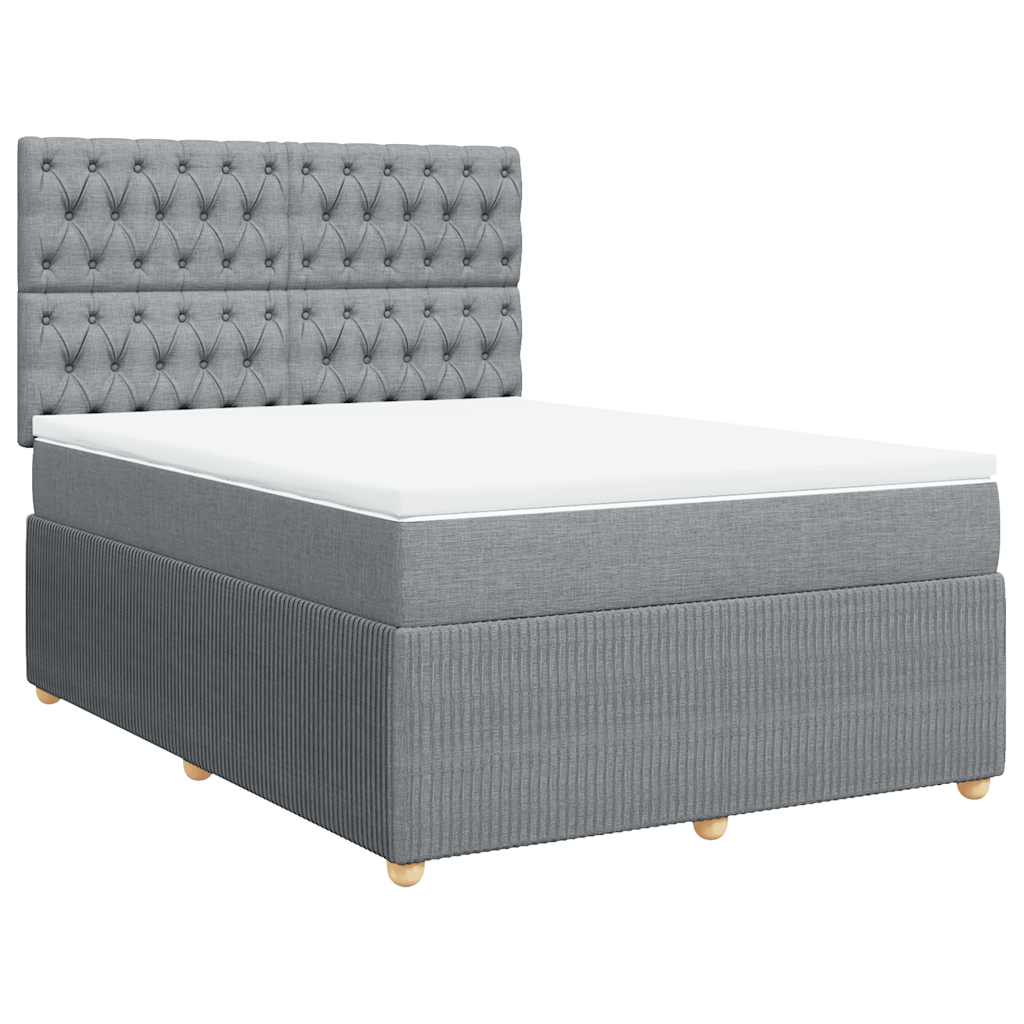 vidaXL Κρεβάτι Boxspring με Στρώμα Ανοιχτό Γκρι 140x190 εκ. Υφασμάτινο