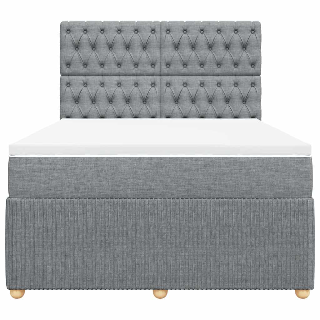 vidaXL Κρεβάτι Boxspring με Στρώμα Ανοιχτό Γκρι 140x190 εκ. Υφασμάτινο