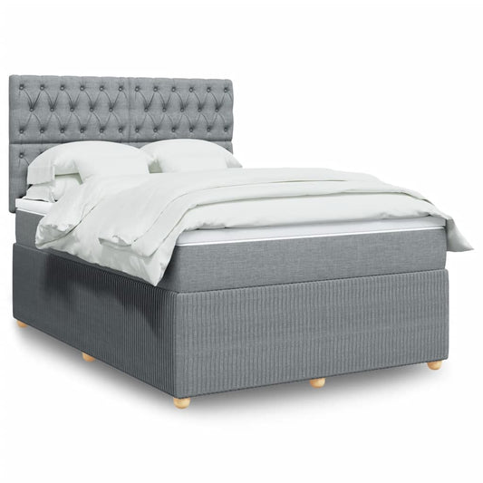 vidaXL Κρεβάτι Boxspring με Στρώμα Ανοιχτό Γκρι 140x190 εκ. Υφασμάτινο