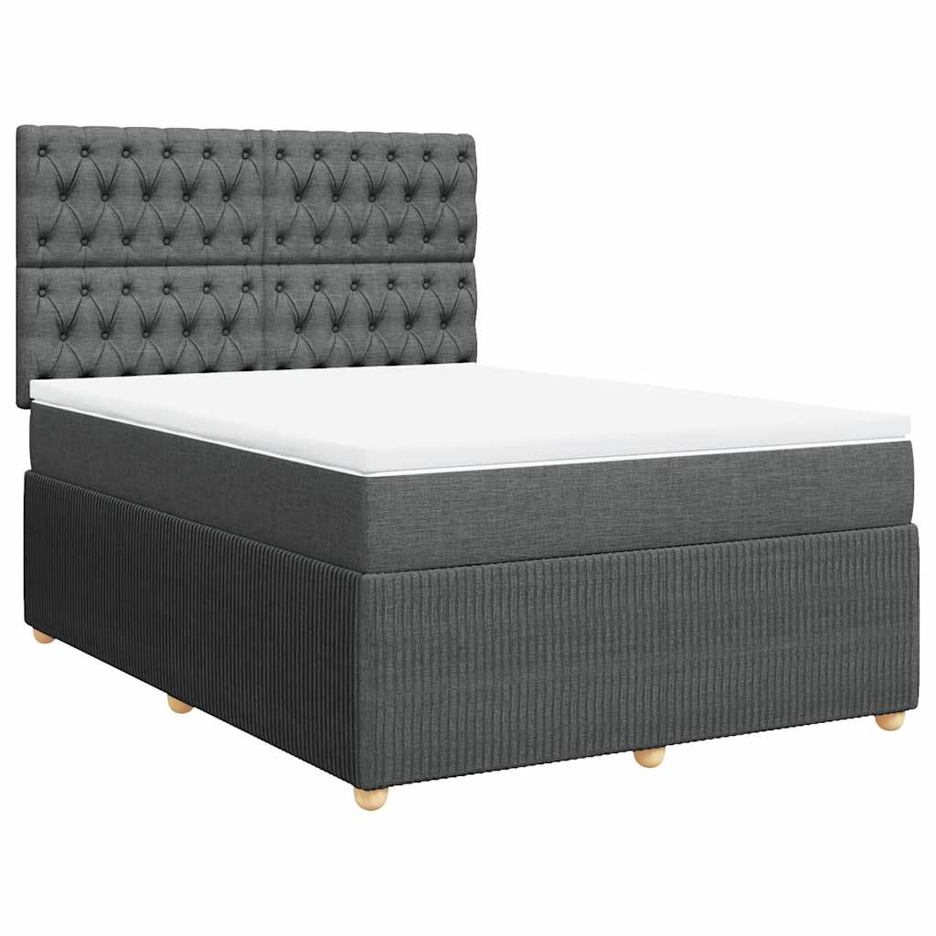 vidaXL Κρεβάτι Boxspring με Στρώμα Σκούρο Γκρι 140x190 εκ. Υφασμάτινο