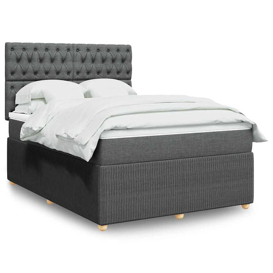 vidaXL Κρεβάτι Boxspring με Στρώμα Σκούρο Γκρι 140x190 εκ. Υφασμάτινο