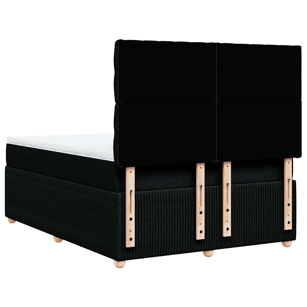 vidaXL Κρεβάτι Boxspring με Στρώμα Μαύρο 140x190 εκ. Υφασμάτινο