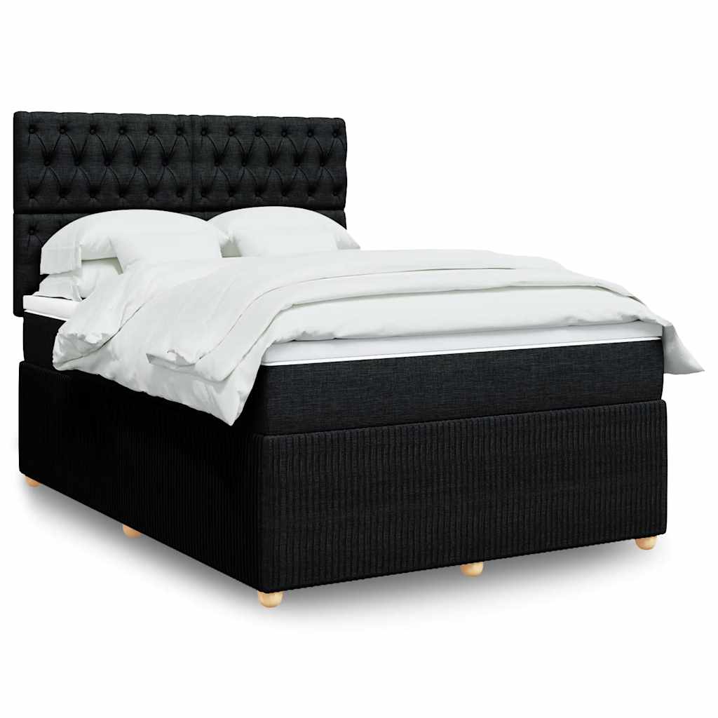 vidaXL Κρεβάτι Boxspring με Στρώμα Μαύρο 140x190 εκ. Υφασμάτινο