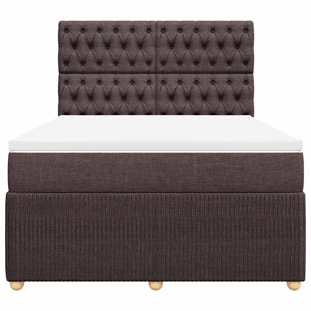 vidaXL Κρεβάτι Boxspring με Στρώμα Σκούρο Καφέ 140x190 εκ. Υφασμάτινο