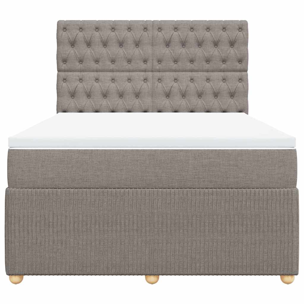 vidaXL Κρεβάτι Boxspring με Στρώμα Taupe 140x190 εκ. Υφασμάτινο
