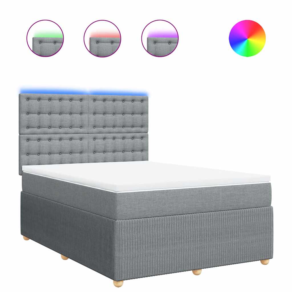 vidaXL Κρεβάτι Boxspring με Στρώμα Ανοιχτό Γκρι 140x190 εκ. Υφασμάτινο