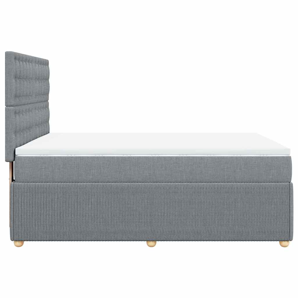 vidaXL Κρεβάτι Boxspring με Στρώμα Ανοιχτό Γκρι 140x190 εκ. Υφασμάτινο