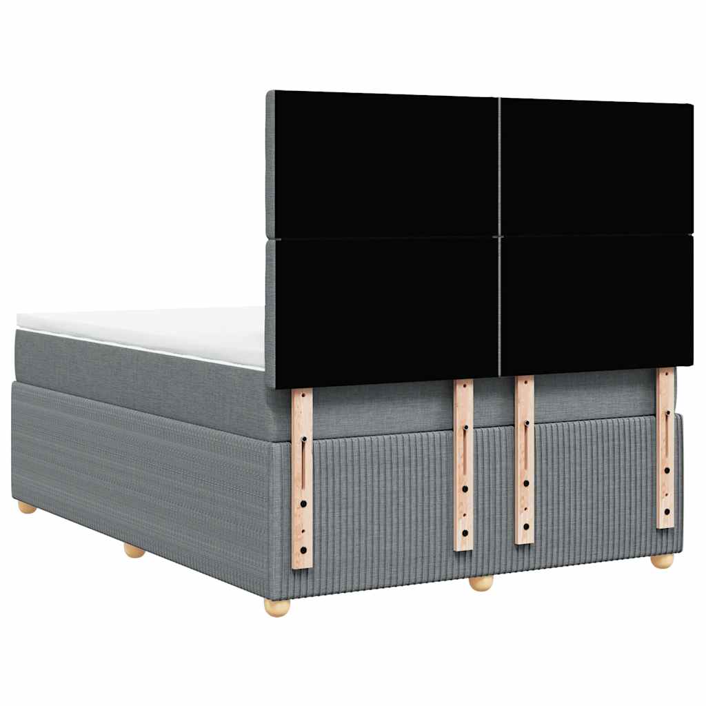 vidaXL Κρεβάτι Boxspring με Στρώμα Ανοιχτό Γκρι 140x190 εκ. Υφασμάτινο