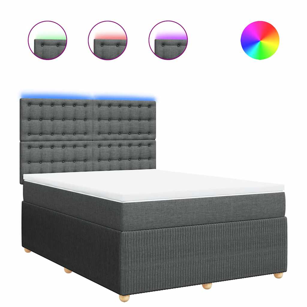 vidaXL Κρεβάτι Boxspring με Στρώμα Σκούρο Γκρι 140x190 εκ. Υφασμάτινο