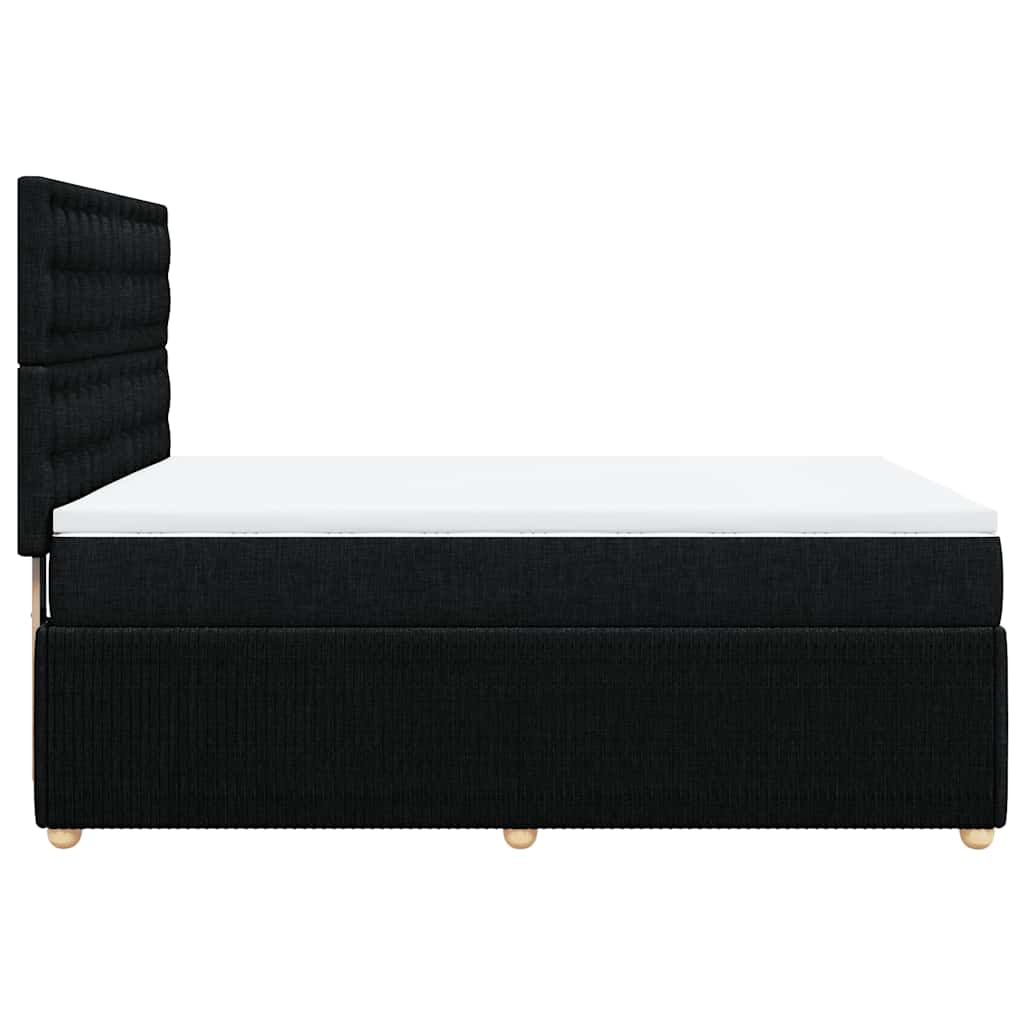 vidaXL Κρεβάτι Boxspring με Στρώμα Μαύρο 140x190 εκ. Υφασμάτινο