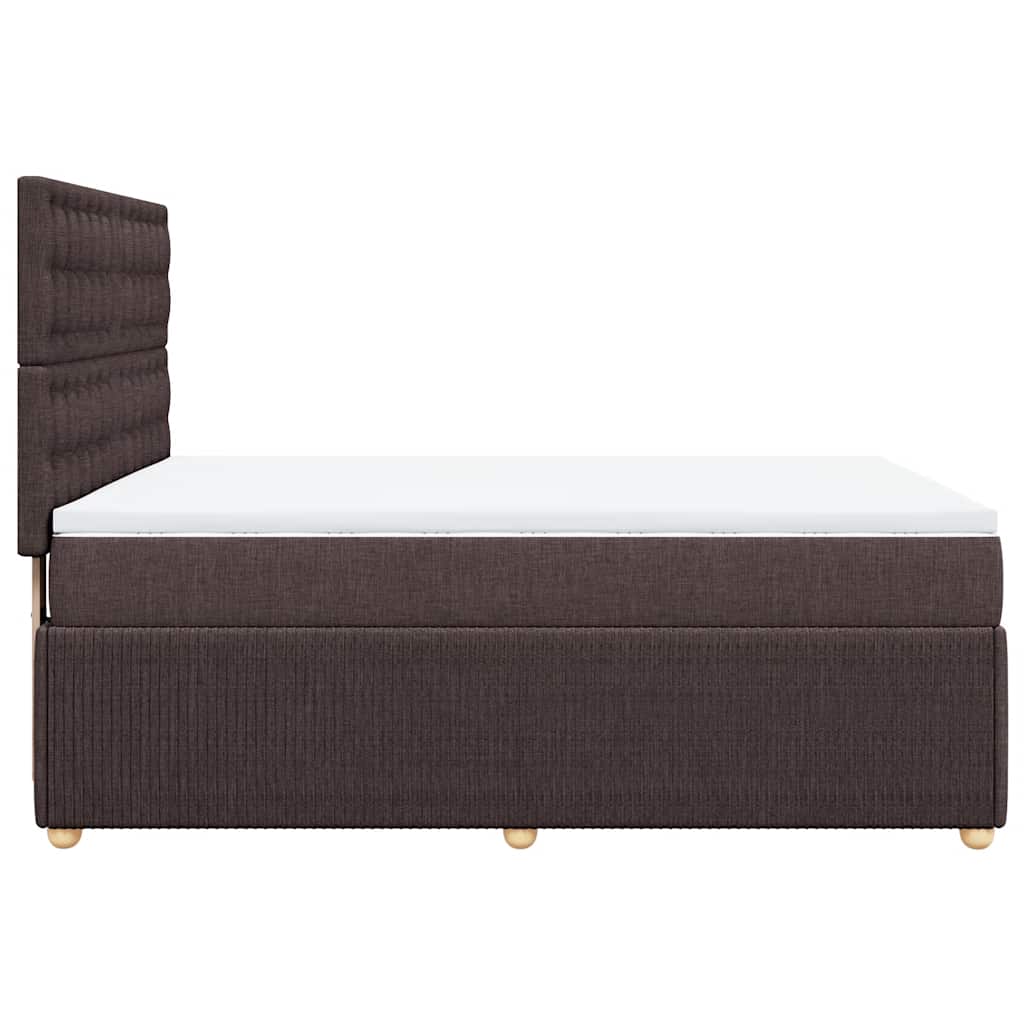 vidaXL Κρεβάτι Boxspring με Στρώμα Σκούρο Καφέ 140x190 εκ. Υφασμάτινο