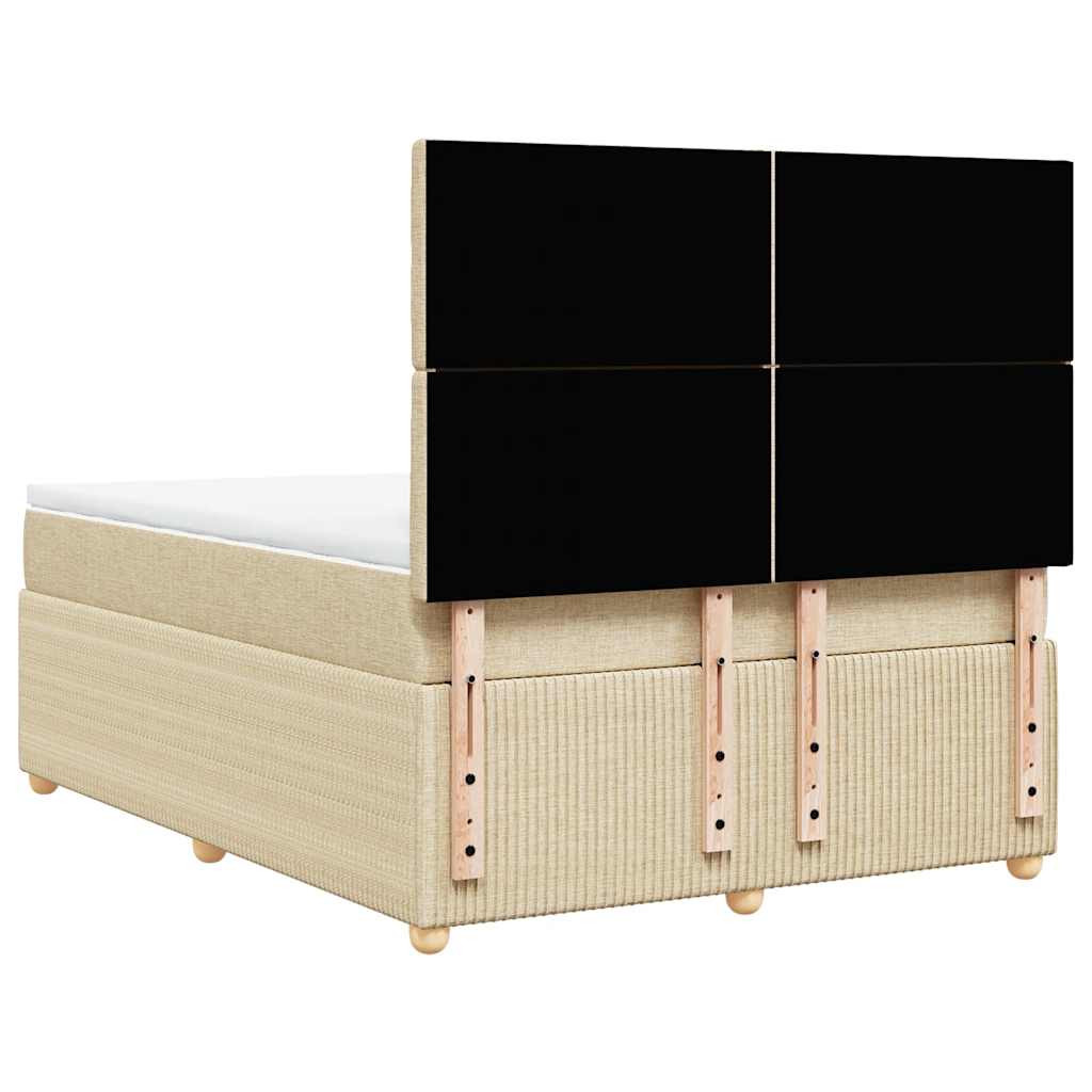 vidaXL Κρεβάτι Boxspring με Στρώμα Κρεμ 140x190 εκ. Υφασμάτινο