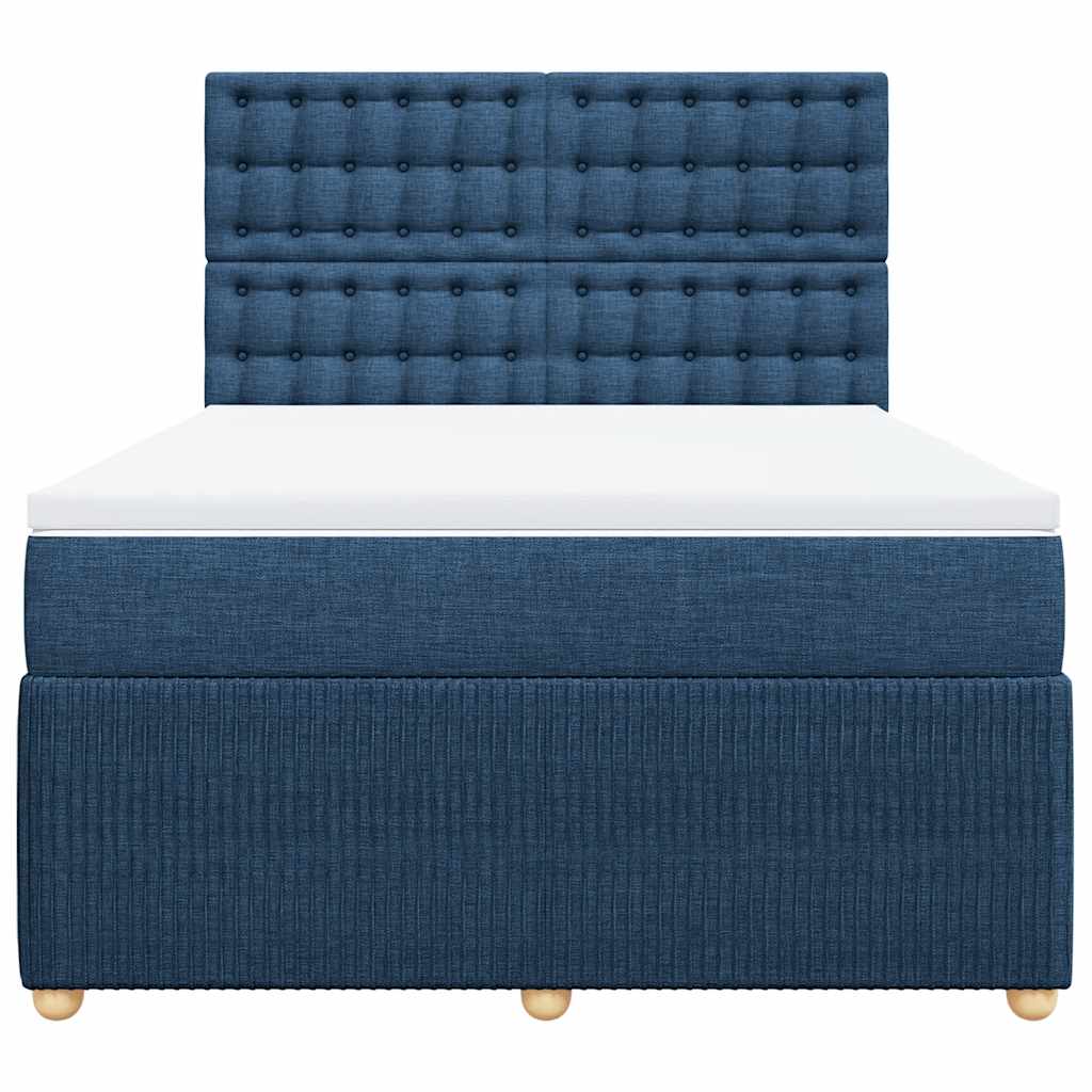 vidaXL Κρεβάτι Boxspring με Στρώμα Μπλε 140x190 εκ. Υφασμάτινο