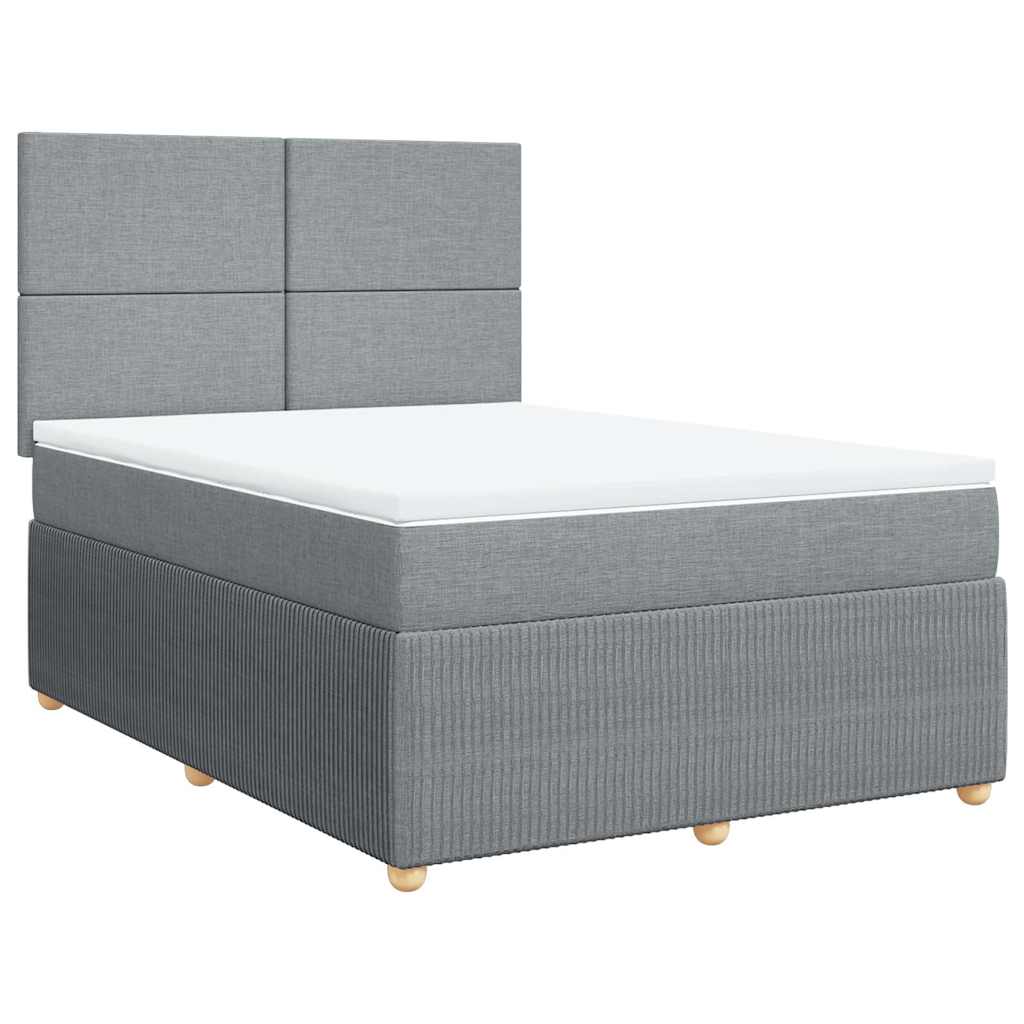 vidaXL Κρεβάτι Boxspring με Στρώμα Ανοιχτό Γκρι 140x200 εκ. Υφασμάτινο