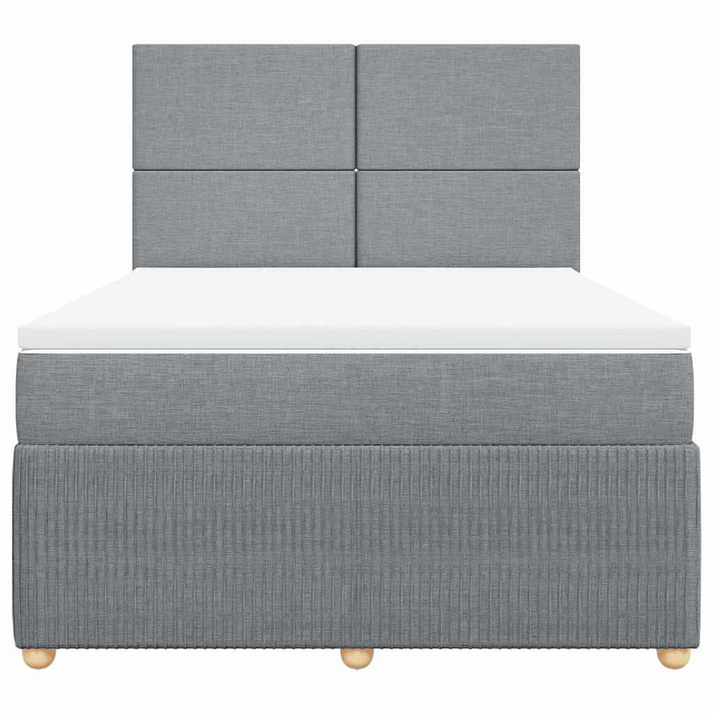 vidaXL Κρεβάτι Boxspring με Στρώμα Ανοιχτό Γκρι 140x200 εκ. Υφασμάτινο