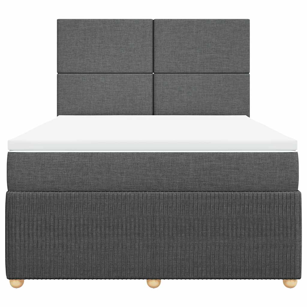 vidaXL Κρεβάτι Boxspring με Στρώμα Σκούρο Γκρι 140x200 εκ Υφασμάτινο