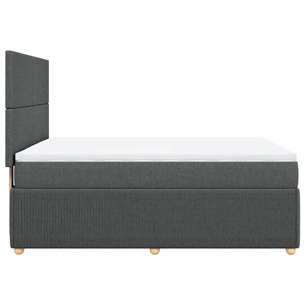 vidaXL Κρεβάτι Boxspring με Στρώμα Σκούρο Γκρι 140x200 εκ Υφασμάτινο