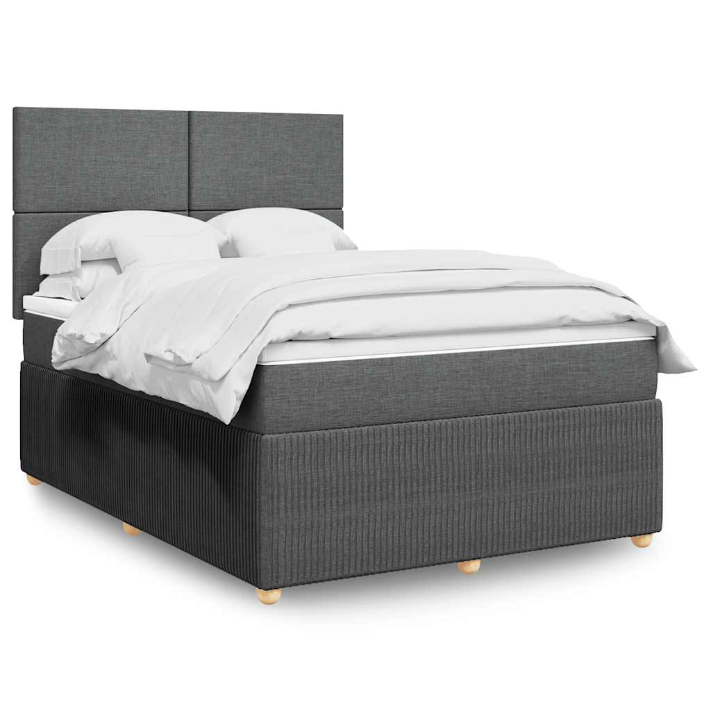 vidaXL Κρεβάτι Boxspring με Στρώμα Σκούρο Γκρι 140x200 εκ Υφασμάτινο