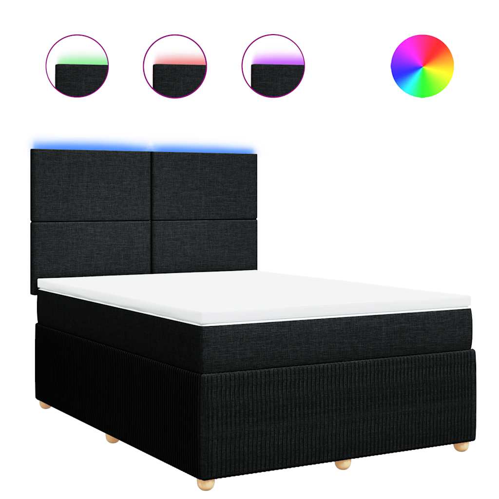 vidaXL Κρεβάτι Boxspring με Στρώμα Μαύρο 140x200 εκ. Υφασμάτινο