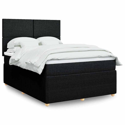 vidaXL Κρεβάτι Boxspring με Στρώμα Μαύρο 140x200 εκ. Υφασμάτινο