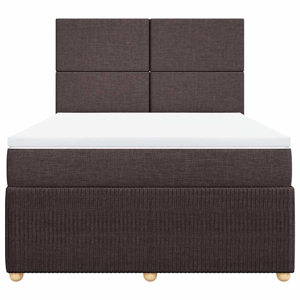 vidaXL Κρεβάτι Boxspring με Στρώμα Σκούρο Καφέ 140x200 εκ Υφασμάτινο