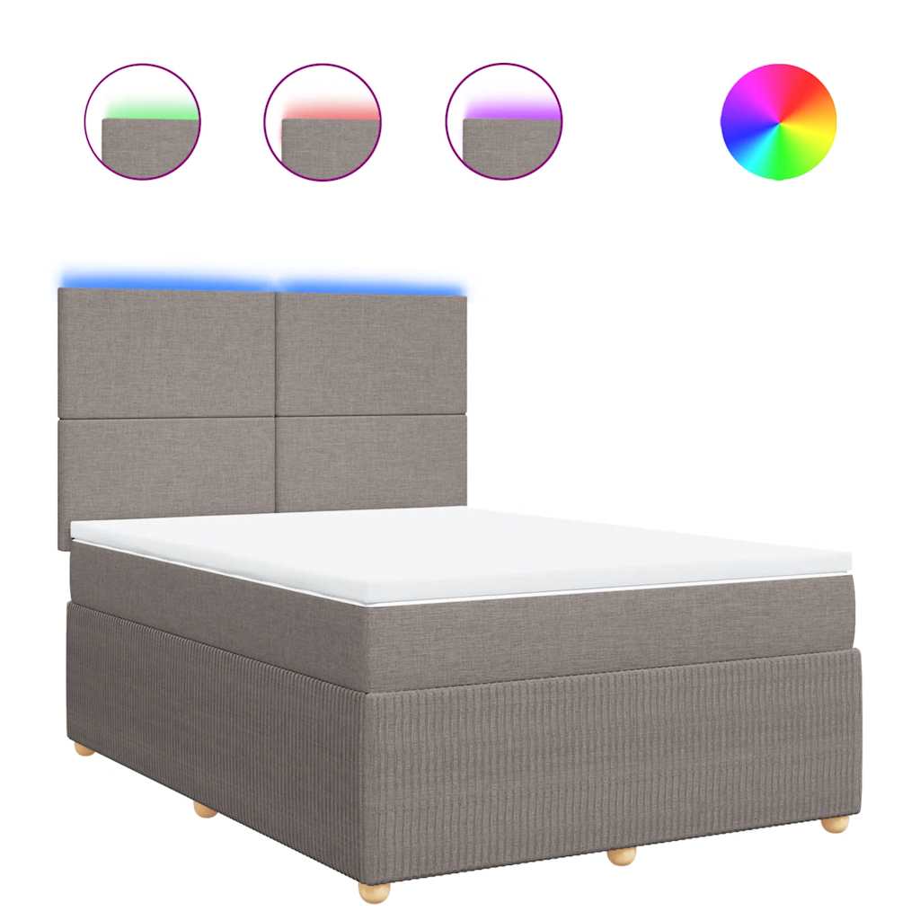 vidaXL Κρεβάτι Boxspring με Στρώμα Taupe 140x200 εκ. Υφασμάτινο