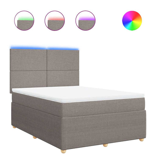 vidaXL Κρεβάτι Boxspring με Στρώμα Taupe 140x200 εκ. Υφασμάτινο