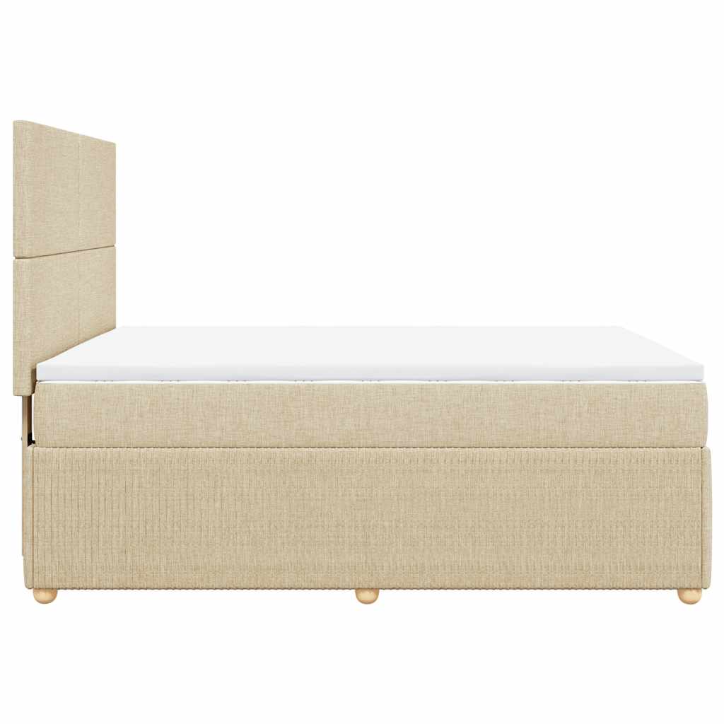 vidaXL Κρεβάτι Boxspring με Στρώμα Κρεμ 140x200 εκ. Υφασμάτινο