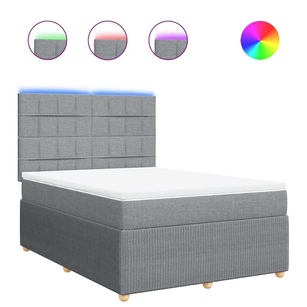 vidaXL Κρεβάτι Boxspring με Στρώμα Ανοιχτό Γκρι 140x200 εκ. Υφασμάτινο