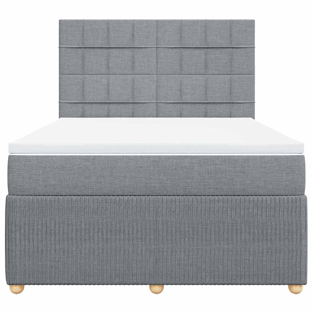 vidaXL Κρεβάτι Boxspring με Στρώμα Ανοιχτό Γκρι 140x200 εκ. Υφασμάτινο