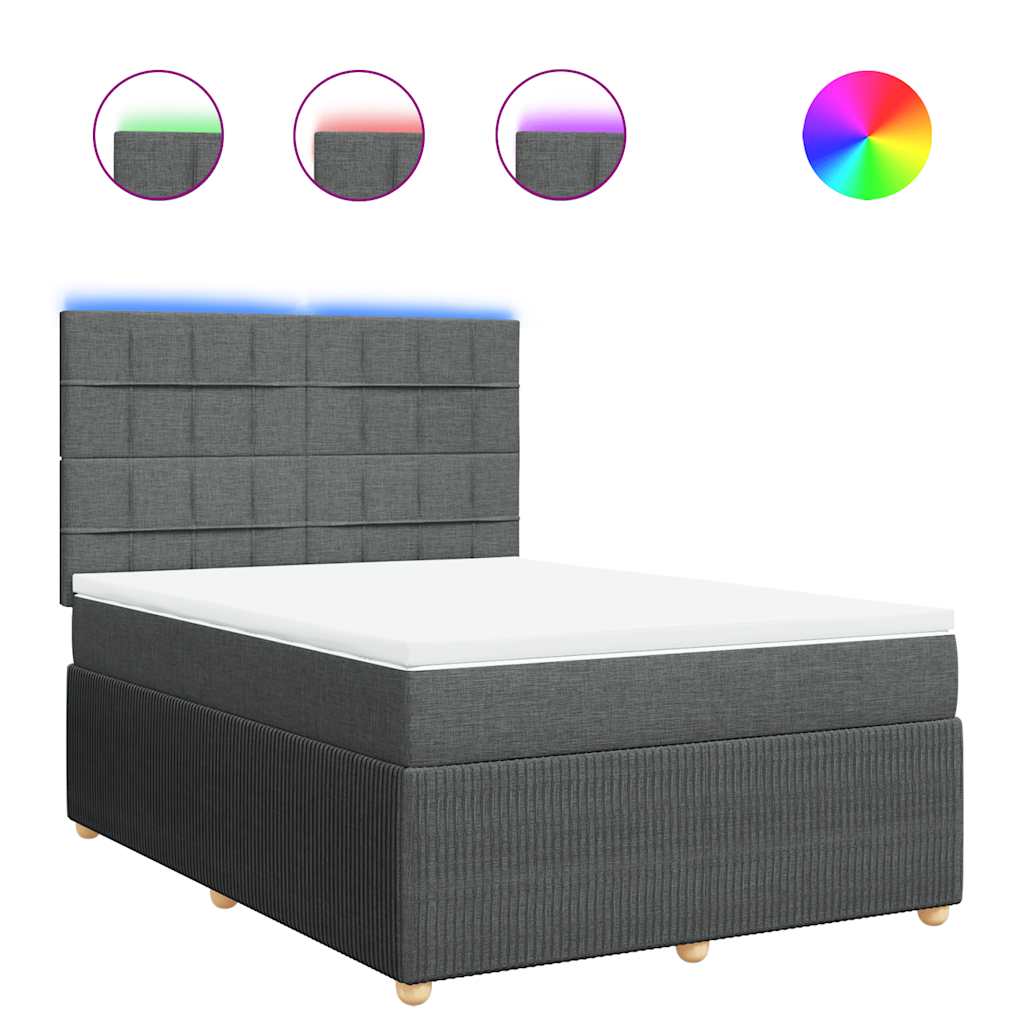 vidaXL Κρεβάτι Boxspring με Στρώμα Σκούρο Γκρι 140x200 εκ Υφασμάτινο