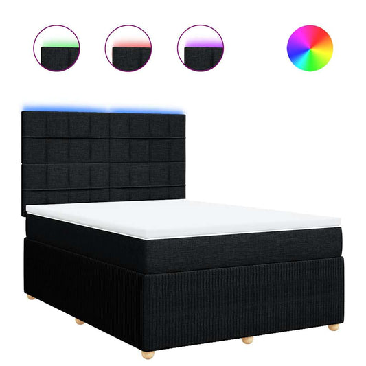 vidaXL Κρεβάτι Boxspring με Στρώμα Μαύρο 140x200 εκ. Υφασμάτινο