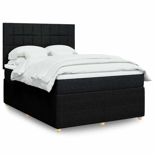 vidaXL Κρεβάτι Boxspring με Στρώμα Μαύρο 140x200 εκ. Υφασμάτινο