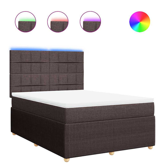 vidaXL Κρεβάτι Boxspring με Στρώμα Σκούρο Καφέ 140x200 εκ Υφασμάτινο