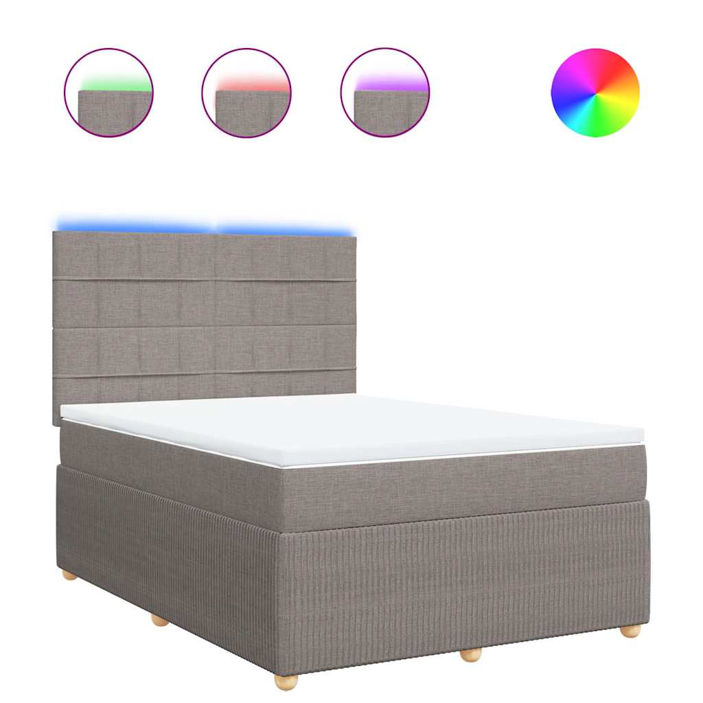 vidaXL Κρεβάτι Boxspring με Στρώμα Taupe 140x200 εκ. Υφασμάτινο