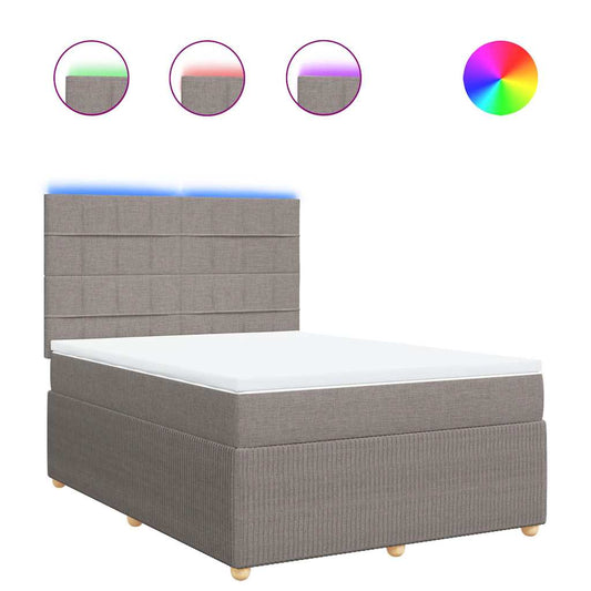 vidaXL Κρεβάτι Boxspring με Στρώμα Taupe 140x200 εκ. Υφασμάτινο