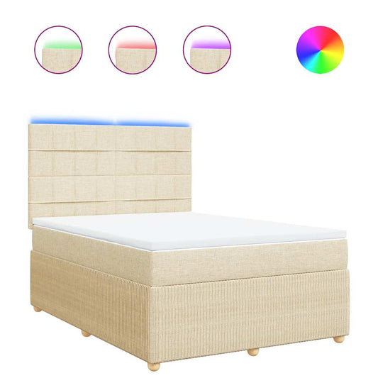 vidaXL Κρεβάτι Boxspring με Στρώμα Κρεμ 140x200 εκ. Υφασμάτινο
